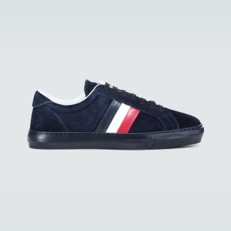 hete verkoopluxe Moncler Nieuw Monaco suède sneakers blauw