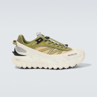 hete verkoopluxe Moncler Trailgrip met leer afgezette beige sneakers