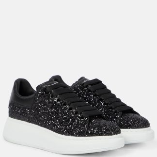 hoogwaardige luxe Alexander McQueen Oversized versierde leren sneakers zwart