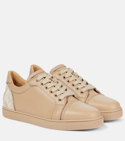 hoogwaardige luxe Christian Louboutin Fun Vieira leren sneakers beige