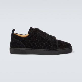 hoogwaardige luxe Christian Louboutin Louis Junior gevlochten suède sneakers zwart