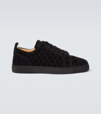 hoogwaardige luxe Christian Louboutin Louis Junior gevlochten suède sneakers zwart