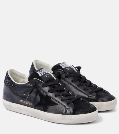 hoogwaardige luxe Golden Goose Super-Star leren sneakers zwart