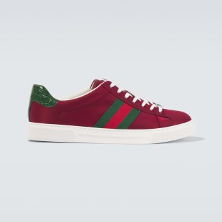 hoogwaardige luxe Gucci Ace met leer afgezette sneakers rood