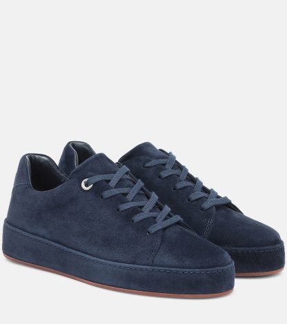 hoogwaardige luxe Loro Piana Nuages suède sneakers blauw