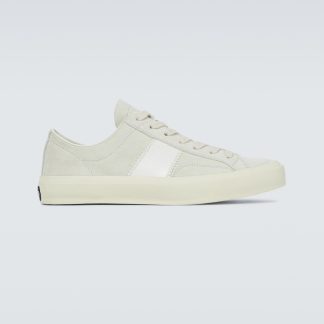 hoogwaardige luxe Tom Ford Cambridge suède sneakers wit