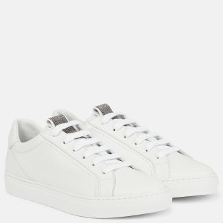 luxe groothandel Brunello Cucinelli Met moni bezette sneakers wit