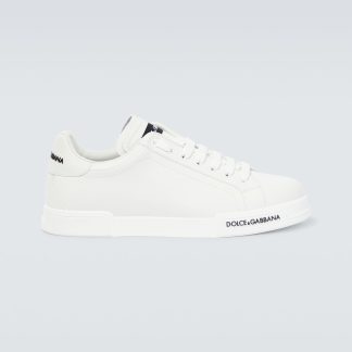 luxe groothandel Dolce & Gabbana Leren sneakers met logo wit