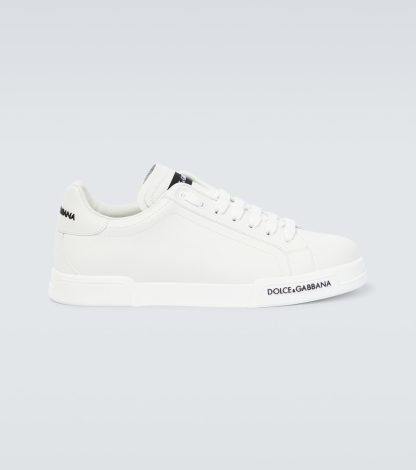 luxe groothandel Dolce & Gabbana Leren sneakers met logo wit