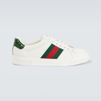 luxe groothandel Gucci Ace Web Stripe leren sneakers veelkleurig