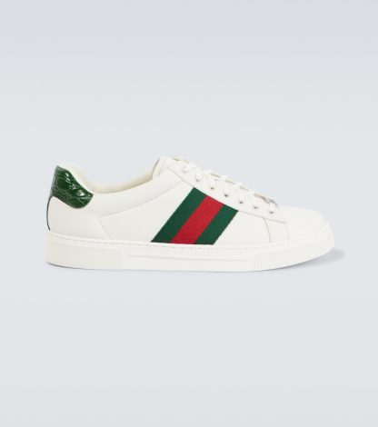 luxe groothandel Gucci Ace Web Stripe leren sneakers veelkleurig