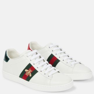 luxe groothandel Gucci Ace leren sneakers wit