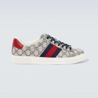 luxe groothandel Gucci Gucci Ace canvas sneakers beige