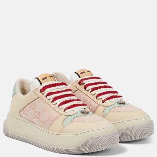 luxe groothandel Gucci Screener GG canvas en leren sneakers bruin