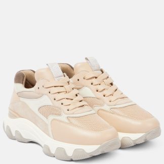 luxe groothandel Hogan Hyperactive sneakers van suède leer beige