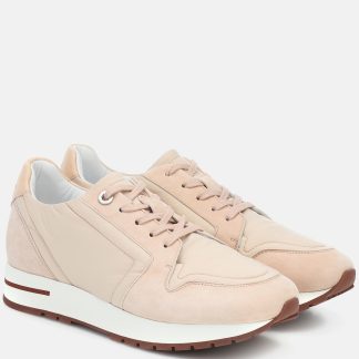 luxe groothandel Loro Piana My Wind sneakers met suède montuur roze