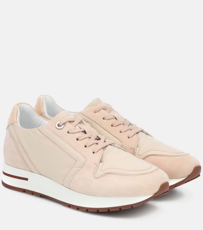 luxe groothandel Loro Piana My Wind sneakers met suède montuur roze