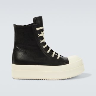 luxe groothandel Rick Owens Mega Bumper leren sneakers zwart