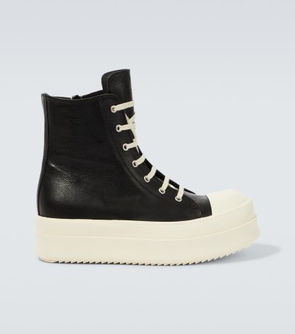 luxe groothandel Rick Owens Mega Bumper leren sneakers zwart