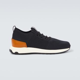 luxe groothandel Tods Met leer afgezette sneakers zwart