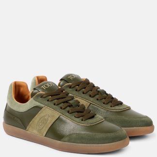 luxe groothandel Tods Tabs suède en leren sneakers groen