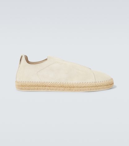 luxe groothandel Zegna Triple Stitch suède espadrilles wit