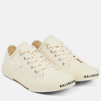 luxe kopen Balenciaga Paris low-top canvas sneakers wit