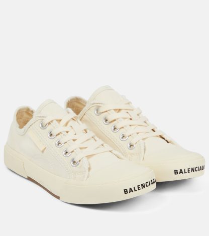 luxe kopen Balenciaga Paris low-top canvas sneakers wit