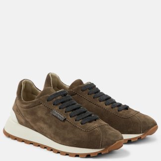 luxe kopen Brunello Cucinelli Suède sneakers bruin