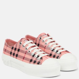 luxe kopen Burberry Vintage geruite canvas sneakers roze