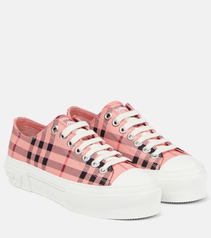 luxe kopen Burberry Vintage geruite canvas sneakers roze