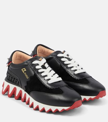 luxe kopen Christian Louboutin Loubishark leren sneakers zwart