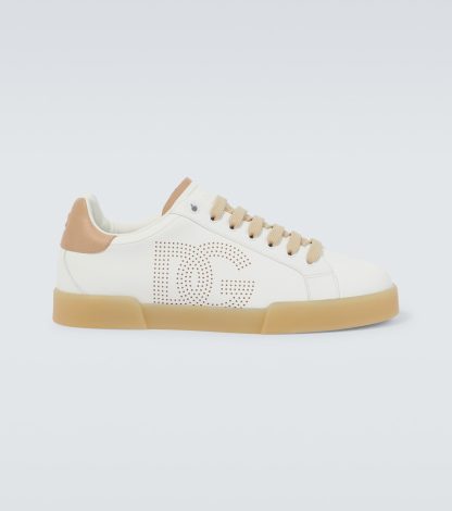 luxe kopen Dolce & Gabbana DG leren sneakers wit