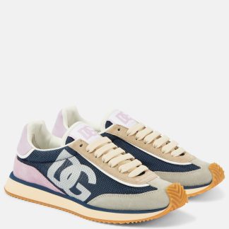 luxe kopen Dolce & Gabbana Suède sneakers met logo blauw