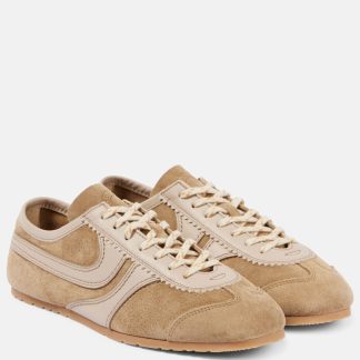 luxe kopen Dries van Noten Suède en leren sneakers beige