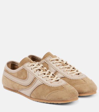 luxe kopen Dries van Noten Suède en leren sneakers beige