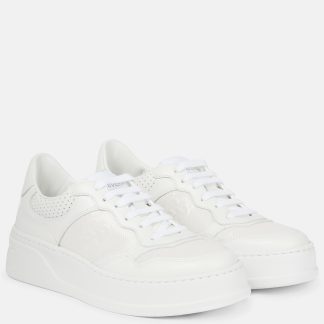 luxe kopen Gucci GG leren sneakers met reliëf wit