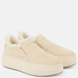 luxe kopen Hogan Skyscraper suède platform slip-on sneakers wit