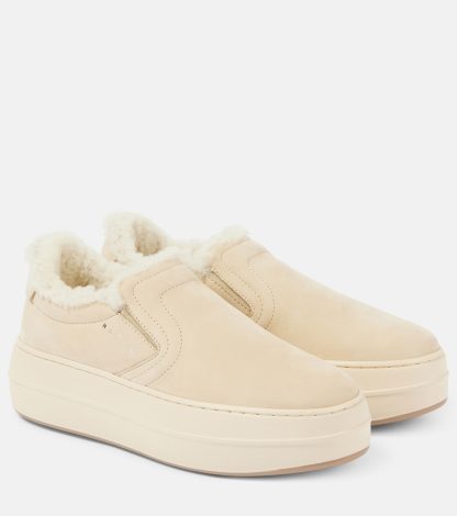 luxe kopen Hogan Skyscraper suède platform slip-on sneakers wit