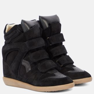 luxe kopen Isabel Marant Bekett leren en suède sneakers zwart