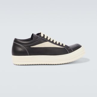 luxe kopen Rick Owens Vintage Sneaks leren sneakers zwart