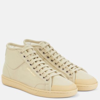 luxe kopen Saint Laurent Court Classic SL/39 canvas sneakers beige