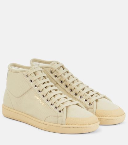 luxe kopen Saint Laurent Court Classic SL/39 canvas sneakers beige