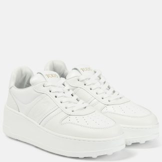 luxe kopen Tods Leren platform sneakers wit