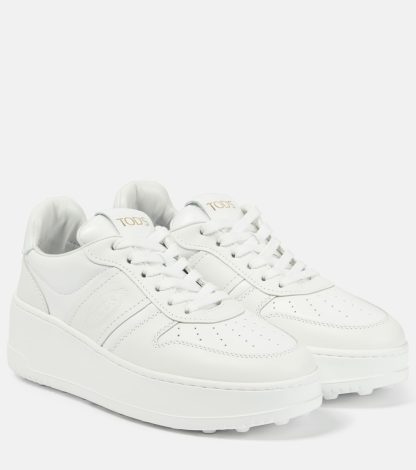 luxe kopen Tods Leren platform sneakers wit