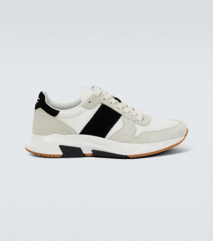 luxe groothandel Tom Ford Jagga sneakers met suède montuur wit