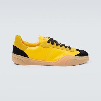 luxe replica Acne Studios Leren sneakers met suède logo geel