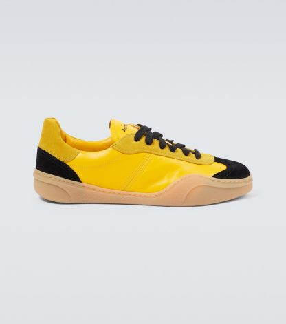 luxe replica Acne Studios Leren sneakers met suède logo geel