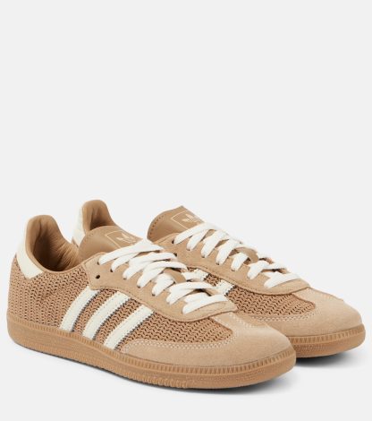 luxe replica Adidas Samba OG met leer afgezette sneakers bruin