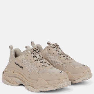 luxe replica Balenciaga Triple S beige sneakers